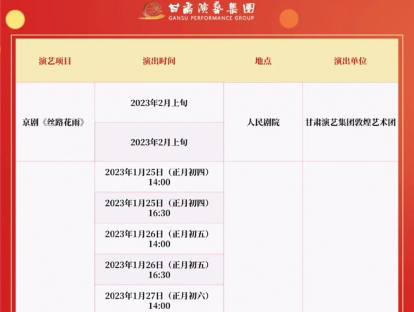 2022年12月31日—2023年2月5日 | 甘肃演艺集团2023年新春演出季重磅来袭！